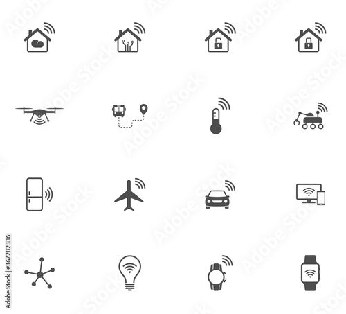 Iot glyph vector icons isolated on white background. Internet of things icon set for web, mobile app and ui design. Internet technology concept stock vector icons