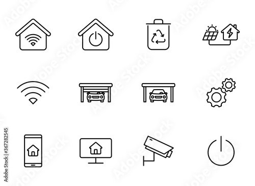 smart home linear vector icons isolated on white. smart home icon set for web design, mobile app, user interface and print