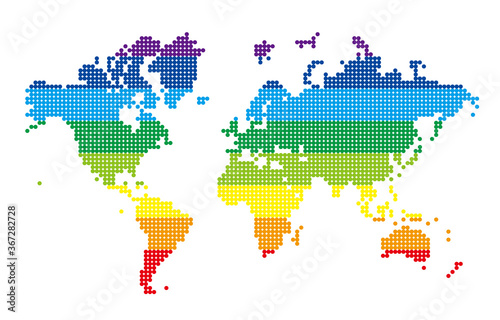 Colorful and fun world map, Atlantic, 8 colors