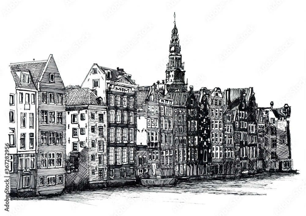 Pencil Drawing Sketch Amsterdam Dutch Art