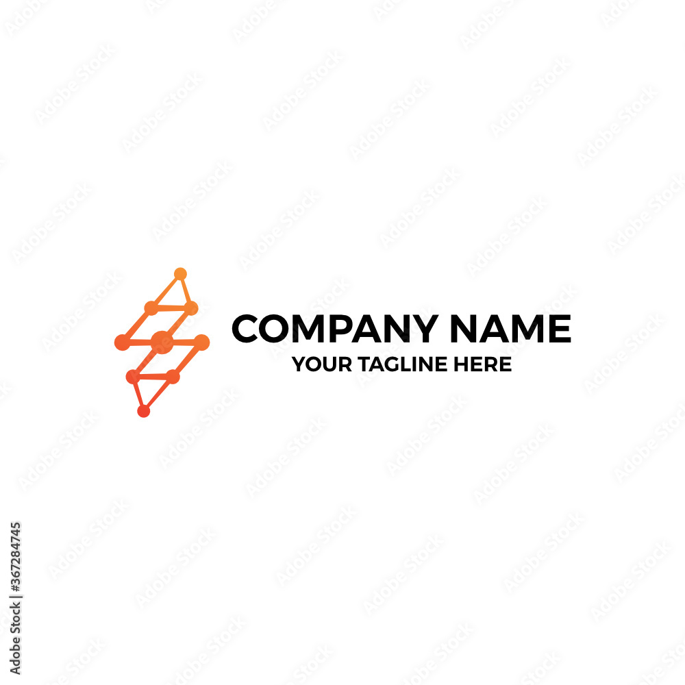 Fototapeta premium Dot Dotted Connect Flash Thunder Bolt Electric Data Vector Abstract Illustration Logo Icon Design Template Element