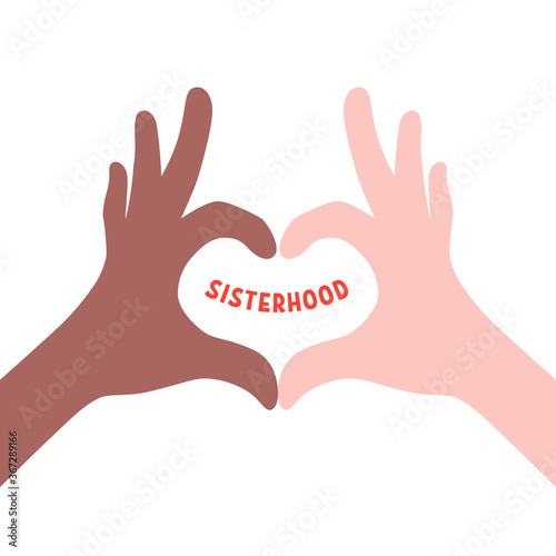 sisterhood with two hands make heart