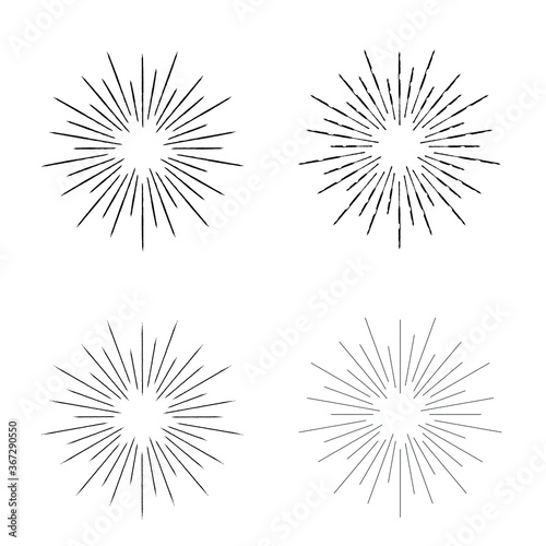 Radial speed Lines in Circle Form for comic books . fireworks Explosion background . Vector Illustration . Starburst  round Logo . Circular Design element . Abstract Geometric star rays . Sunburst .