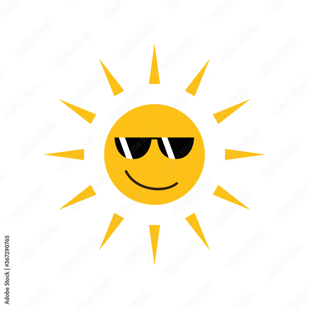 happy funny sun with sunglasses isolated on white vector illustration EPS10