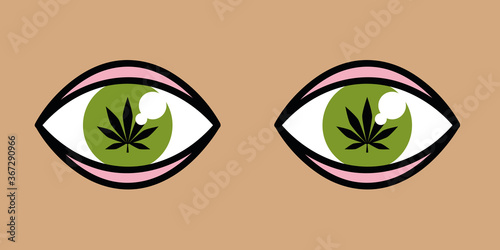 eyes with cannabis leaves inside vector illustration EPS10