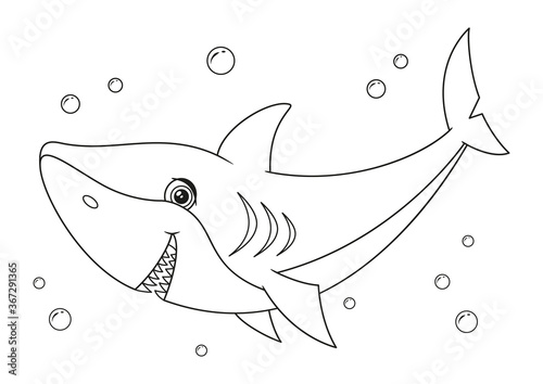 Сute shark swims coloring page