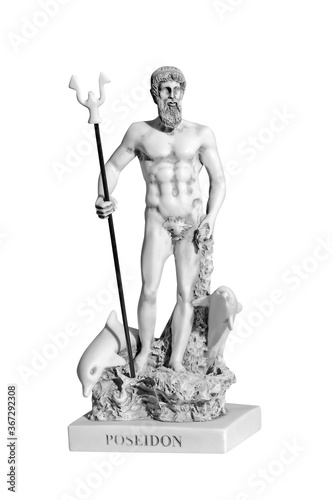 statue of an ancient god isolated on a white background