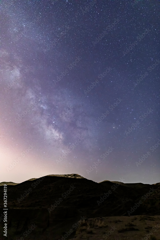 Milky Way over Gobustan canyons
