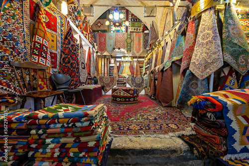 Vakil Bazar with colorful rugs in Shiraz, Iran © MehmetOZB