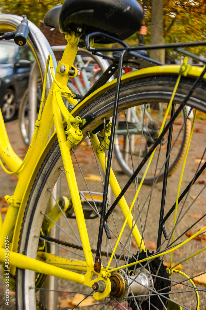 Retro yellow bicyles