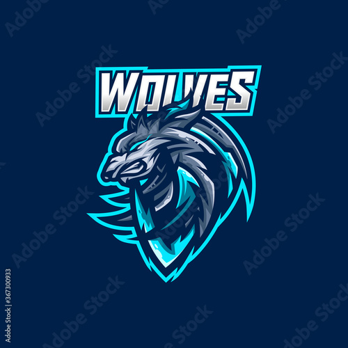 Wolves esport gaming mascot logo template for streamer team. esport logo design with modern illustration concept style for badge, emblem and tshirt printing
