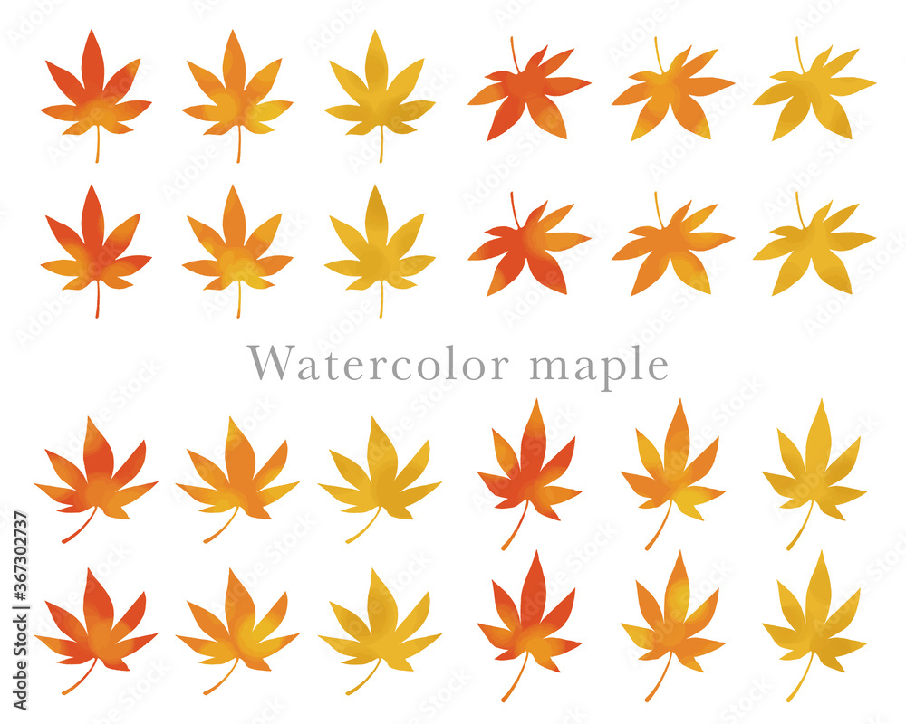 水彩風紅葉のイラスト 水彩風紅葉のイラスト