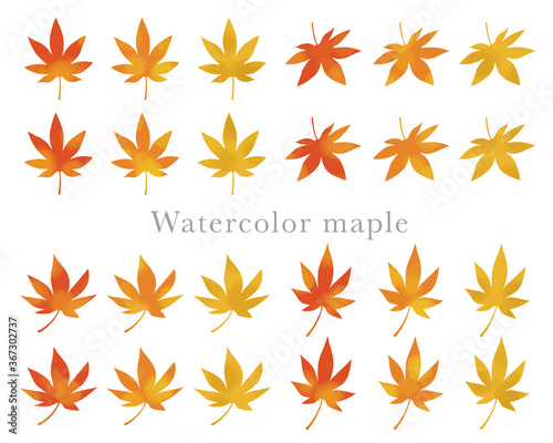 水彩風紅葉のイラスト