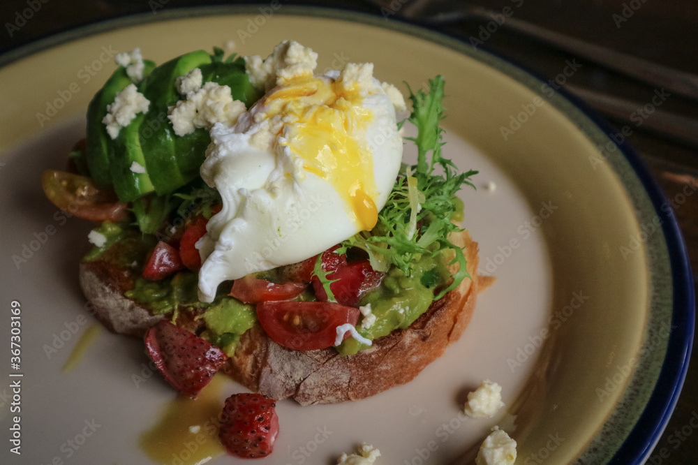 Avocado toast with poached egg Avocado toast with poached egg