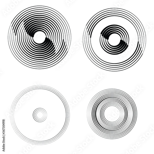 Radial speed Lines in Circle Form for comic books . Explosion background . Vector Illustration .Technology round Logo . Circular Design element . Abstract Geometric shape . Sunburst .
