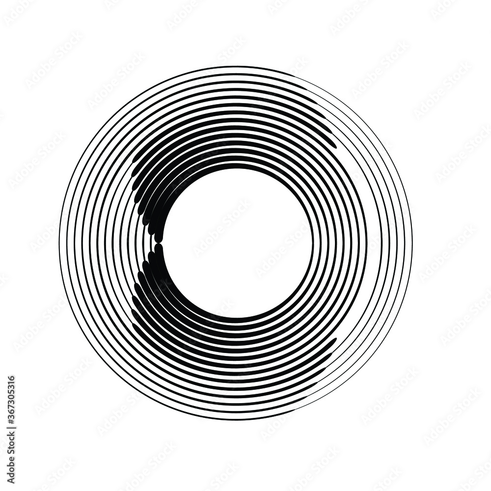 Radial speed Lines in Circle Form for comic books . Explosion background . Vector Illustration .Technology round Logo . Circular Design element . Abstract Geometric shape . Sunburst .