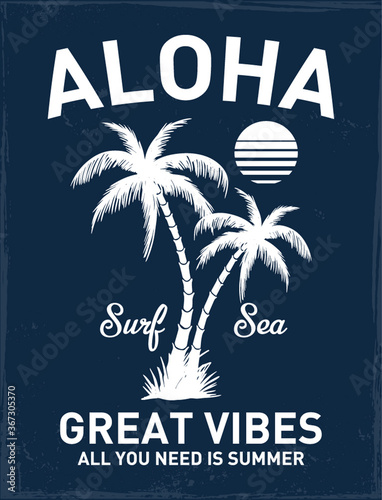 Hawaii Aloha vector illustration for t-shirt and other uses.