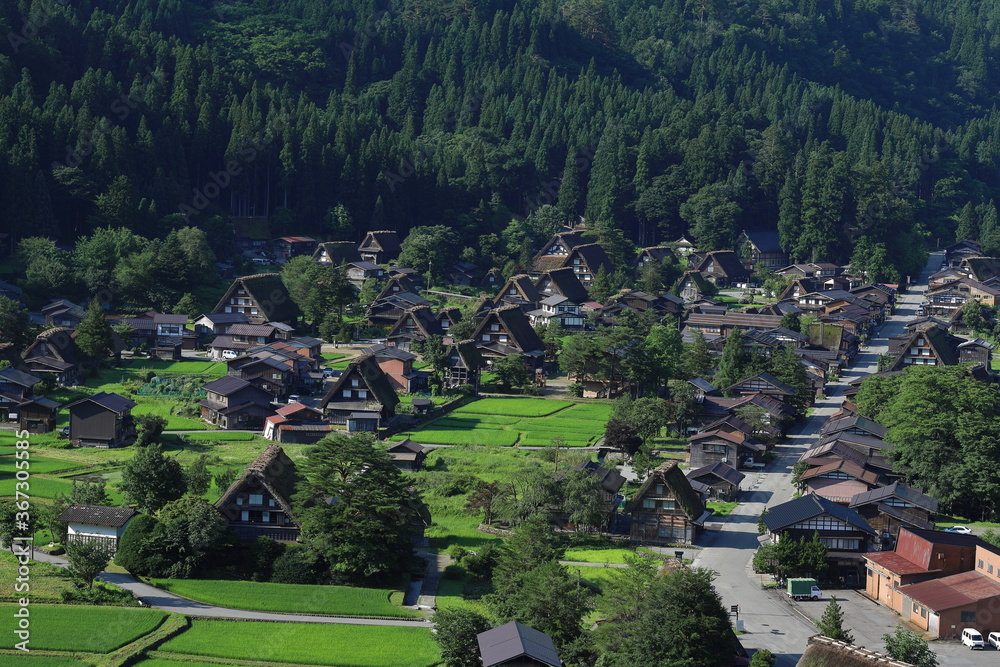 日本の山間地帯にある村の風景