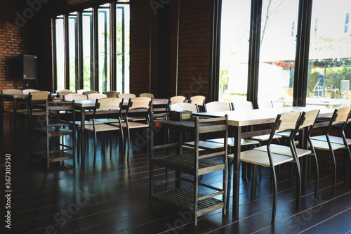 empty wood chair in restaurant