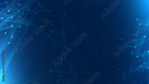 Fototapeta Naklejka Na Ścianę i Meble -  Abstract blue polygon tech network with connect technology background. Abstract dots and lines texture background. 3d rendering.