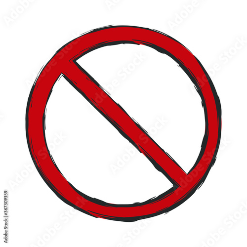 Prohibition symbol. No sign icon. Red forbidden logo. Grunge style texture. Vector illustration image. Isolated on white background.