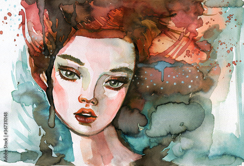 Watercolor Illustration - A fancy portrait, perfect for a book or magazine cover