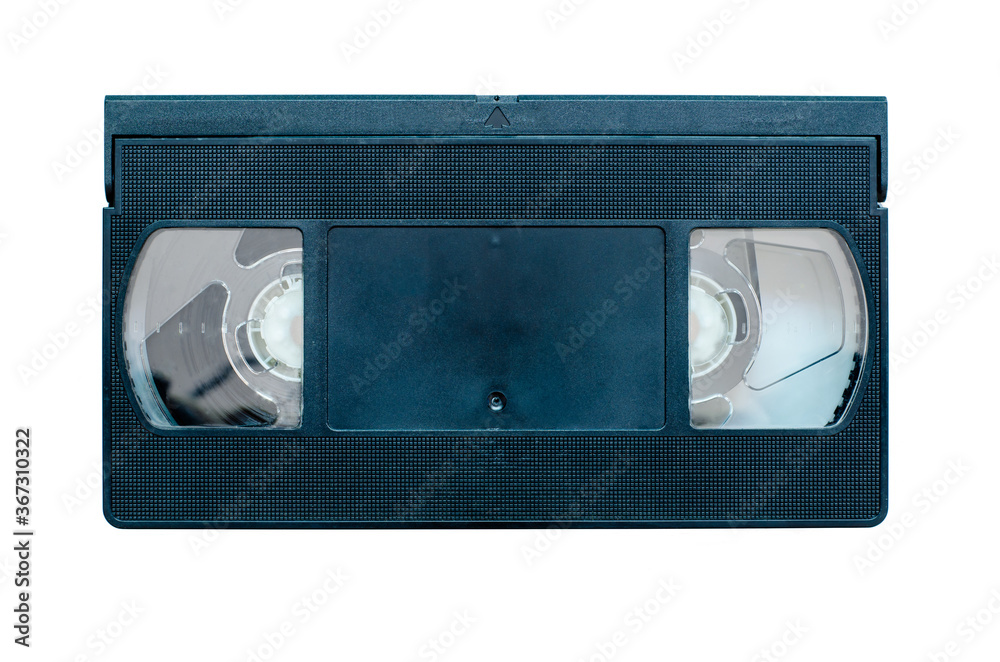 Videotape isolated on white background. Film cassette for a video player.