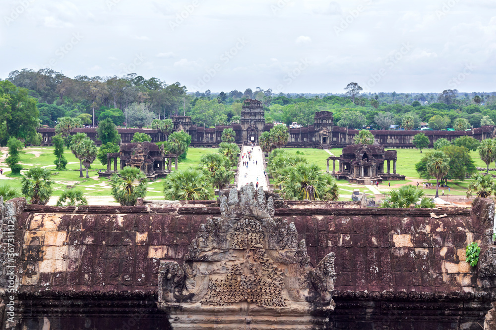 View from the highest tower of the famous Angkor wat temple 