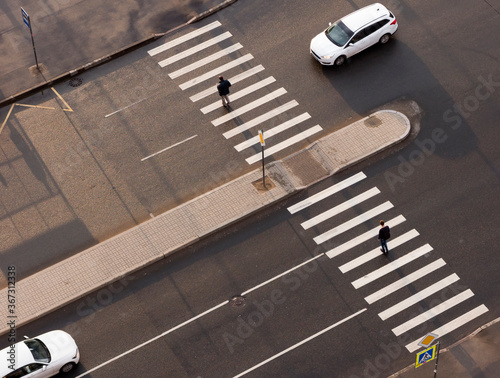 Pedestrian crossing. View from above