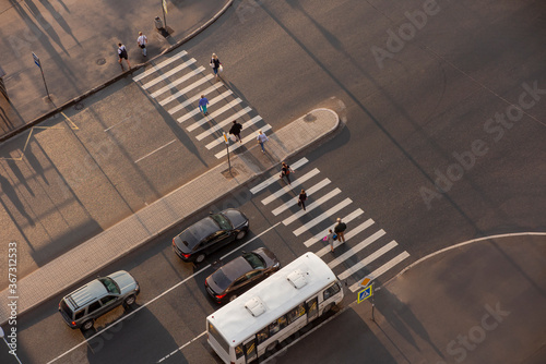 Pedestrian crossing. View from above