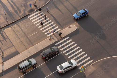 Pedestrian crossing. View from above