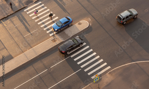 Pedestrian crossing. View from above