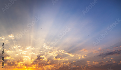 Canvas Print Beautiful colorful sunset sky with orange clouds