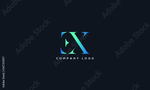 Abstract unique modern alphabet letter icon logo EX