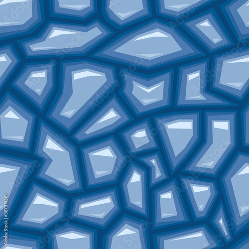 Blue glass stone mosaic. Geometric seamless pattern. Vector flat graphic illustration. Texture.