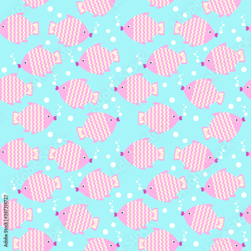 Seamless pattern ornamental fish. Vector illustration