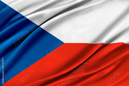 Colorful Czech Republic flag waving in the wind. 3D illustration.