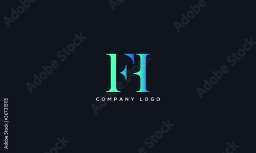 Abstract unique modern alphabet letter icon logo FH