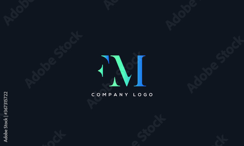 Abstract unique modern alphabet letter icon logo FM