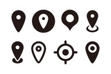 Set of Simple Flat Black Location Icon Illustration Design, Silhouette Map Address Symbol Collection Template Vector