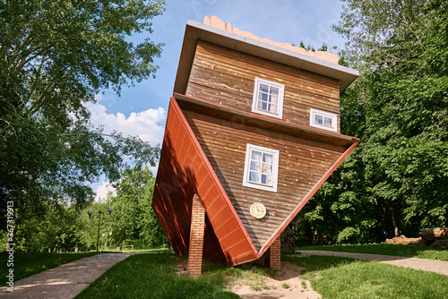 Upside down house attraction. The tourist complex of Dukora, Belarus