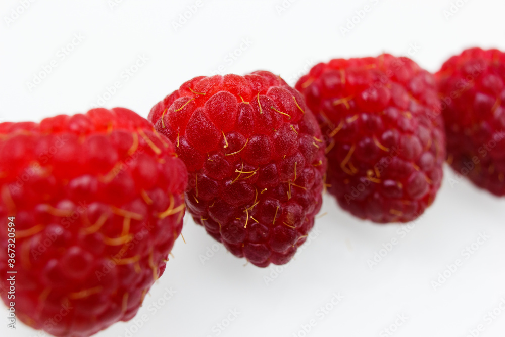 raspberries on white background raspberries on white background