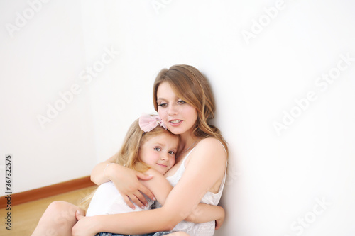 Emotions. Happy loving family. Mother and daughter spend time together at home.