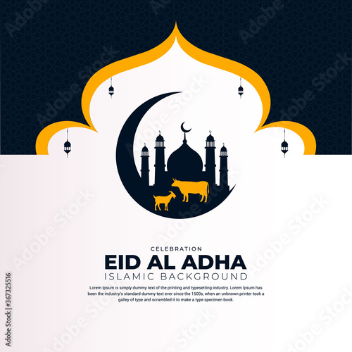 Celebration Eid al adha mubarak islamic background with flat style. Mubarak Islamic background