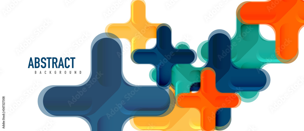 Glossy multicolored plastic style cross composition, x shape design, techno geometric modern abstract background. Trendy abstract layout template