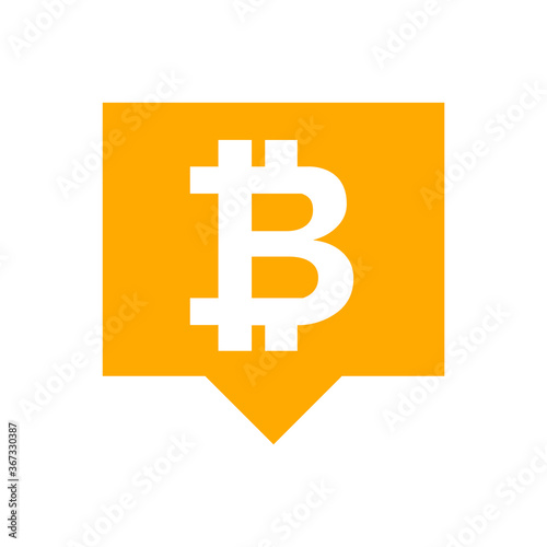 bitcoin currency symbol in speech bubble square orange for icon, cryptocurrency bitcoin money for app symbol, simple flat bitcoin money, currency digital bitcoin symbol for financial concept