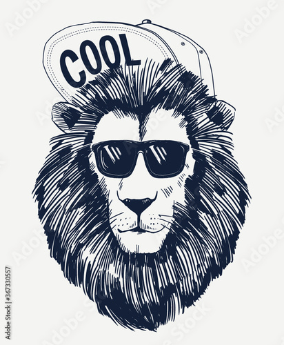 Hipster lion vector illustration. For t-shirt and other uses.