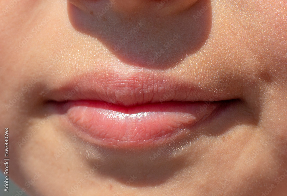 Obraz premium Lips natural close-up teen girl