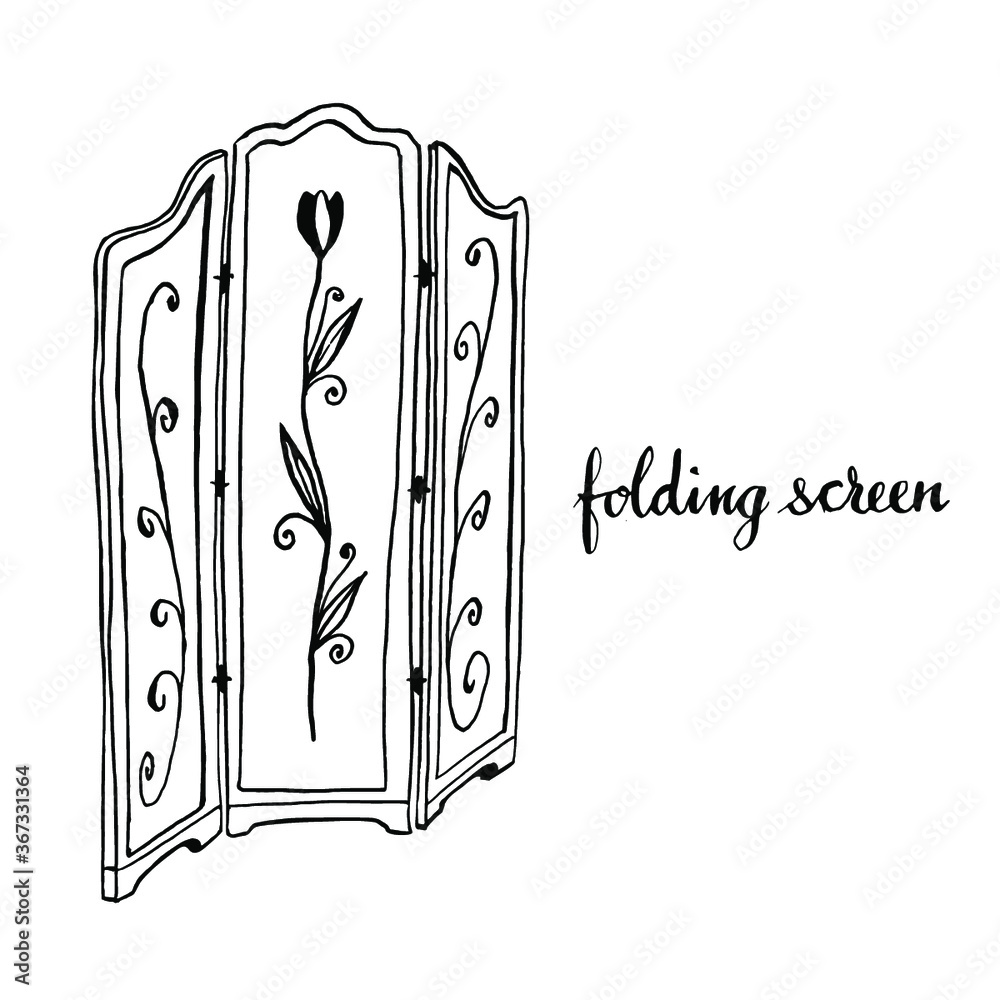 Vintage folding screen, divider/ Vintage furniture/ Interior design