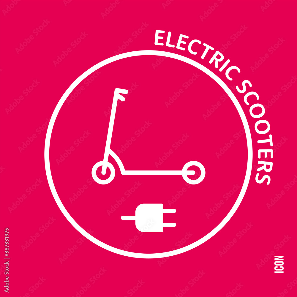 Electric scooters icon on a red background Electric scooters icon on a red background